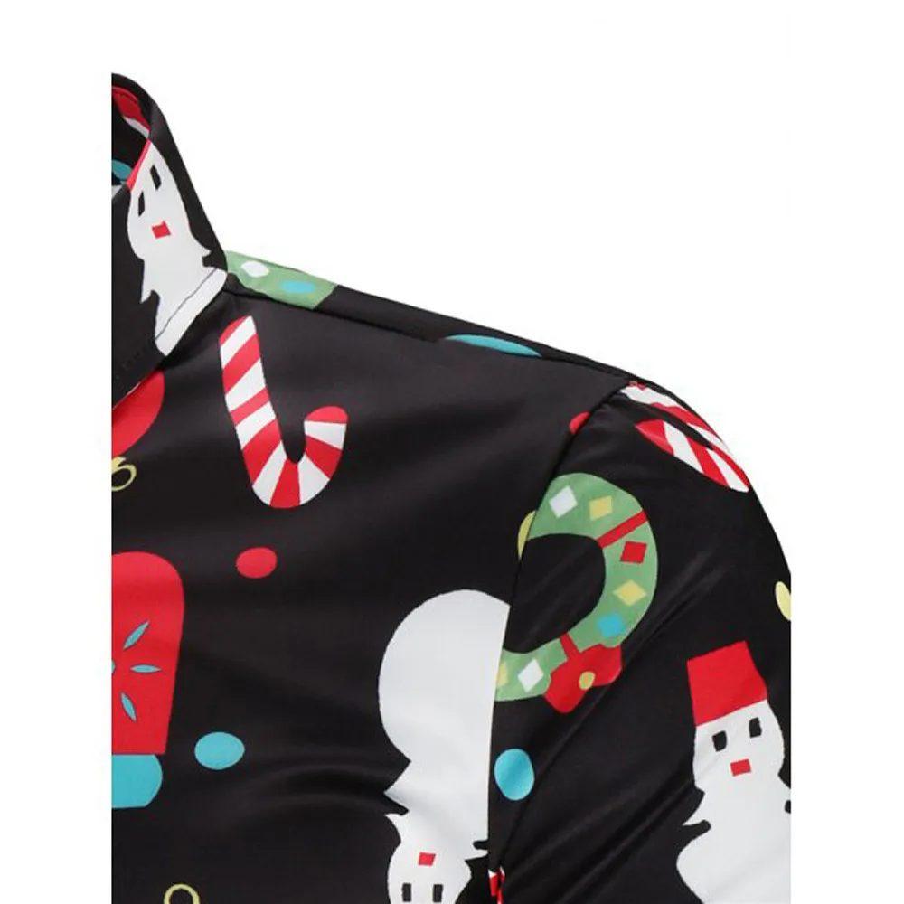 Merry Christmas Мужская рубашка Санта Клаус снежные Мужчины конфеты тростника Chemise Homme уличная весна осень мужские рубашки формальная одежда Блузка