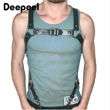 

Deepeel 1pc 3*120cm Fashion Adjustable Male Suspenders Faux Leather Alloy Buckle Shouder Strap Casual for Punk Cowboy Decoration