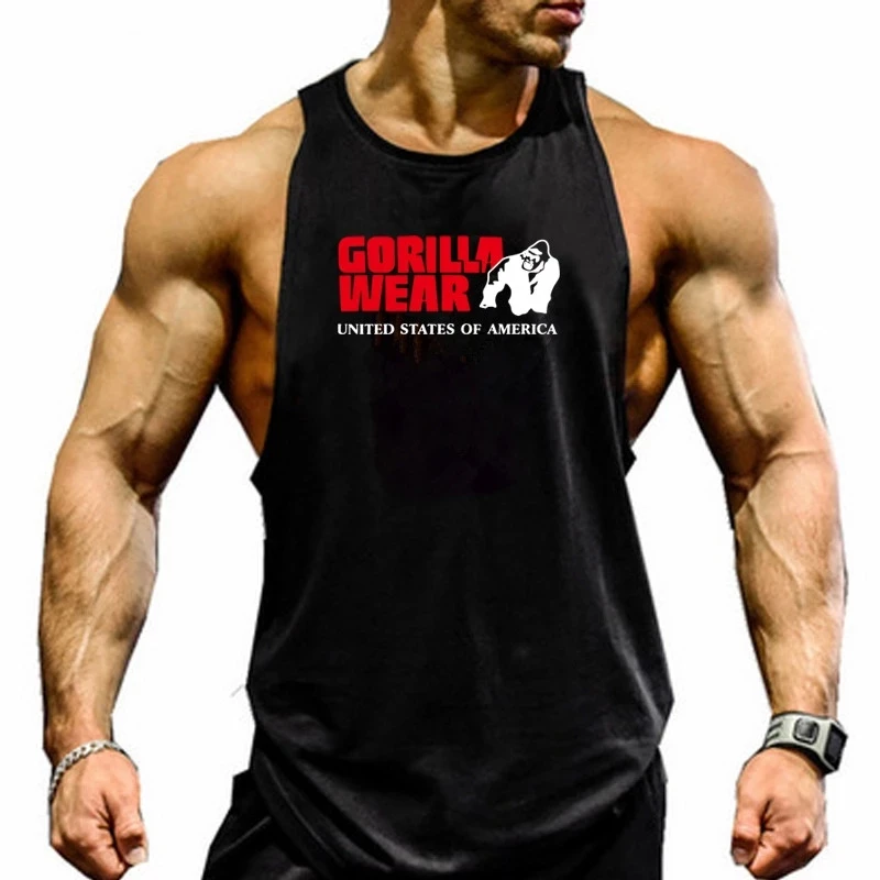 Gorilla Wears-Chaleco de algodón para hombre, camisa de Fitness muscular para gimnasio de musculación
