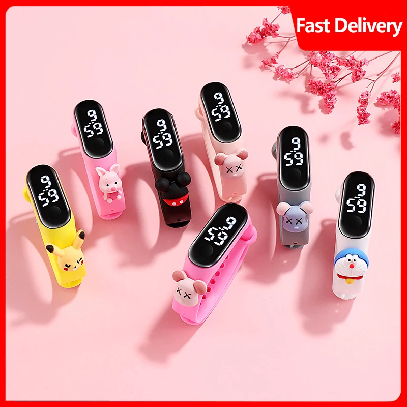 Reloj digital LED para niños, muñeca creativa de gel de sílice para estudiantes de primaria y secundaria