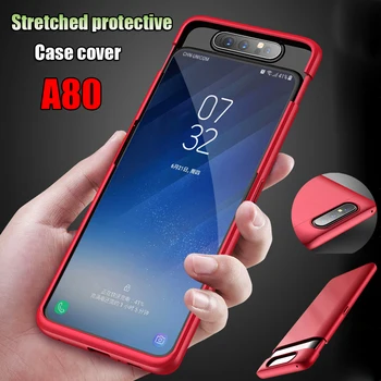 

For Samsung Galaxy A80 Case 360° Shockproof Hybrid Hard Cover + Tempered Glass 2pcs Flexible Telescopic adjustable Case Cover
