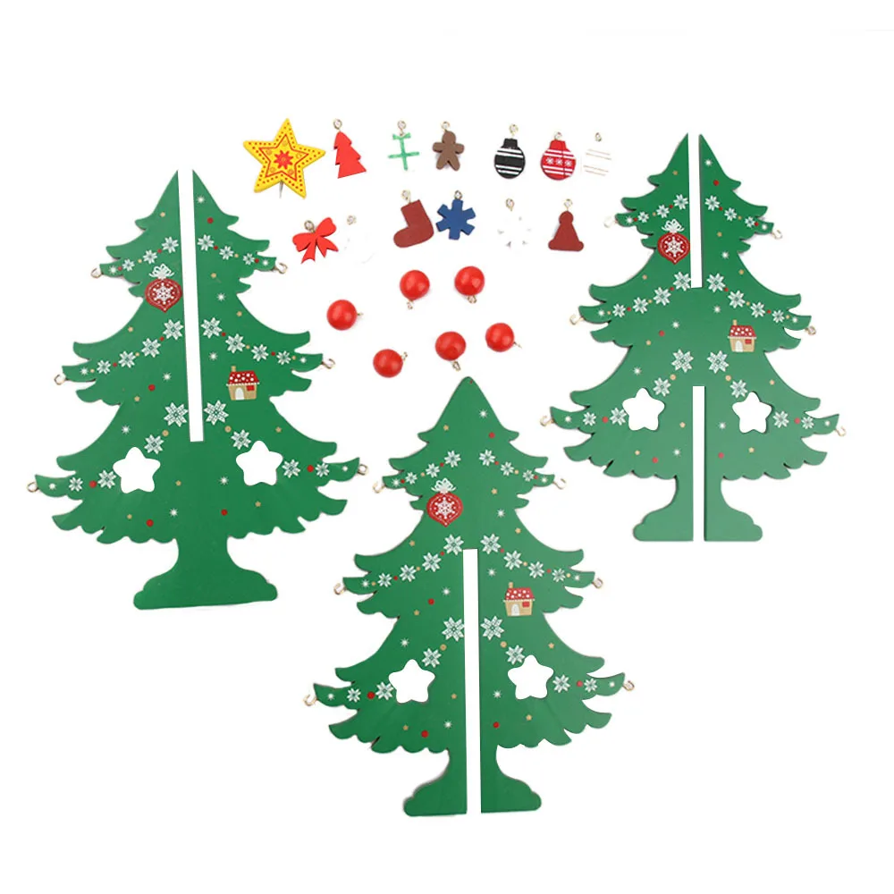 DIY Рождественское украшение мини деревянная Рождественская елка Рождественские подвесные украшения детский подарок для детей домашнее рождественское украшение стола