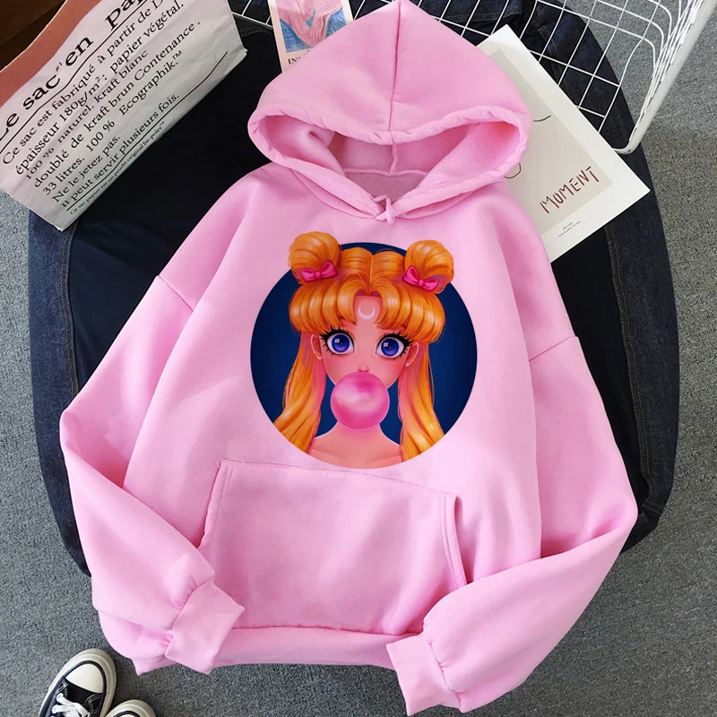Сейлор Мун каваи аниме Harajuku Толстовка для женщин Ullzang милый кот мультфильм корейский стиль толстовка 90s Модный Графический Hoody женский - Цвет: H2279