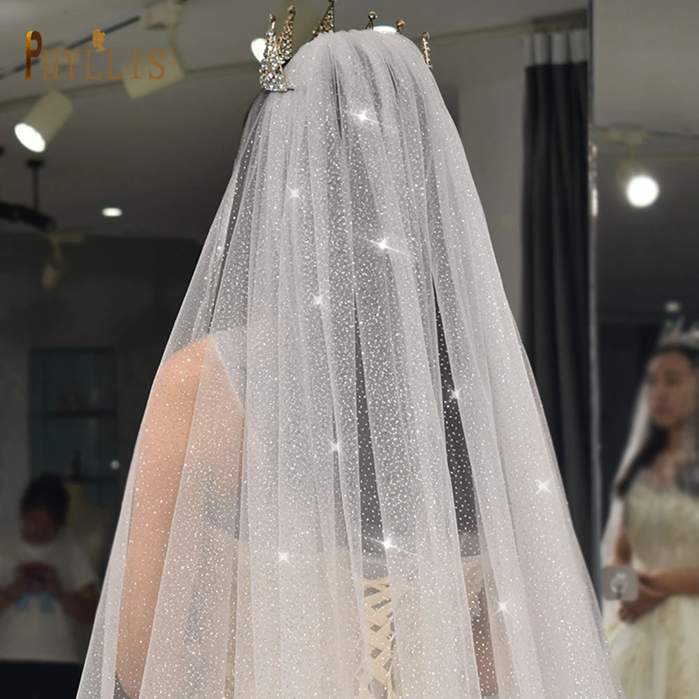 B58 Champagne Wedding Veil Bling Bridal Veils Long 3M/5M Sparkle Veil Cathedral Wedding Veils One Layer Shiny Veil with Comb B58 Champagne Wedding Veil Bling Bridal Veils Long 3M/5M Sparkle Veil Cathedral Wedding Veils One Layer Shiny Veil with Comb