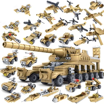 

544pcs WW2 Army Action Figures Military Series Thunder War 16 in 1 Tank Vehicle Building Blocks Kits Kids Educational Toys Gifts