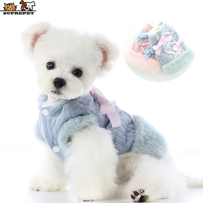 

SUPREPET Cute Dog Coat Chihuahua Yorkie Clothes for Pets Winter Warm Jacket Sweet Bowknot Cotton Designer Dog Costume Ropa Perro