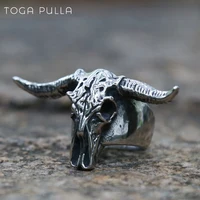 2020 New Goat Head Skull Rings Mens Gothic Animal Rings Baphomet Demon 316L Stainless Steel Punk Rock Biker Jewelry 1