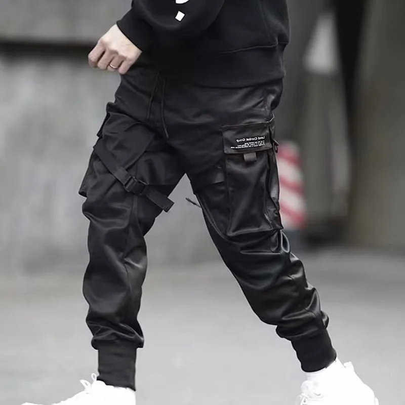 

Fashion 2019 New Men Cargo Pants Ribbons Harem Joggers Harajuku Pants Sweatpant Hip Hop Trousers Men Pantalones Hombre