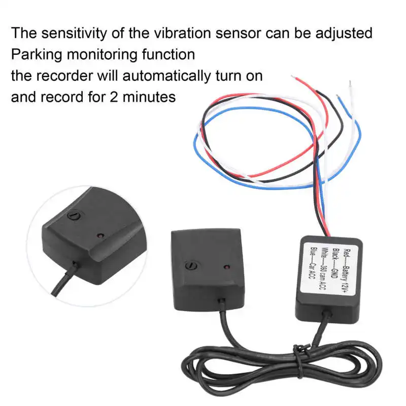 Sensor de vibração de plástico para carro, sensor de vibração da câmera  panorâmico de 360° para dirigir gravador automático de estacionamento