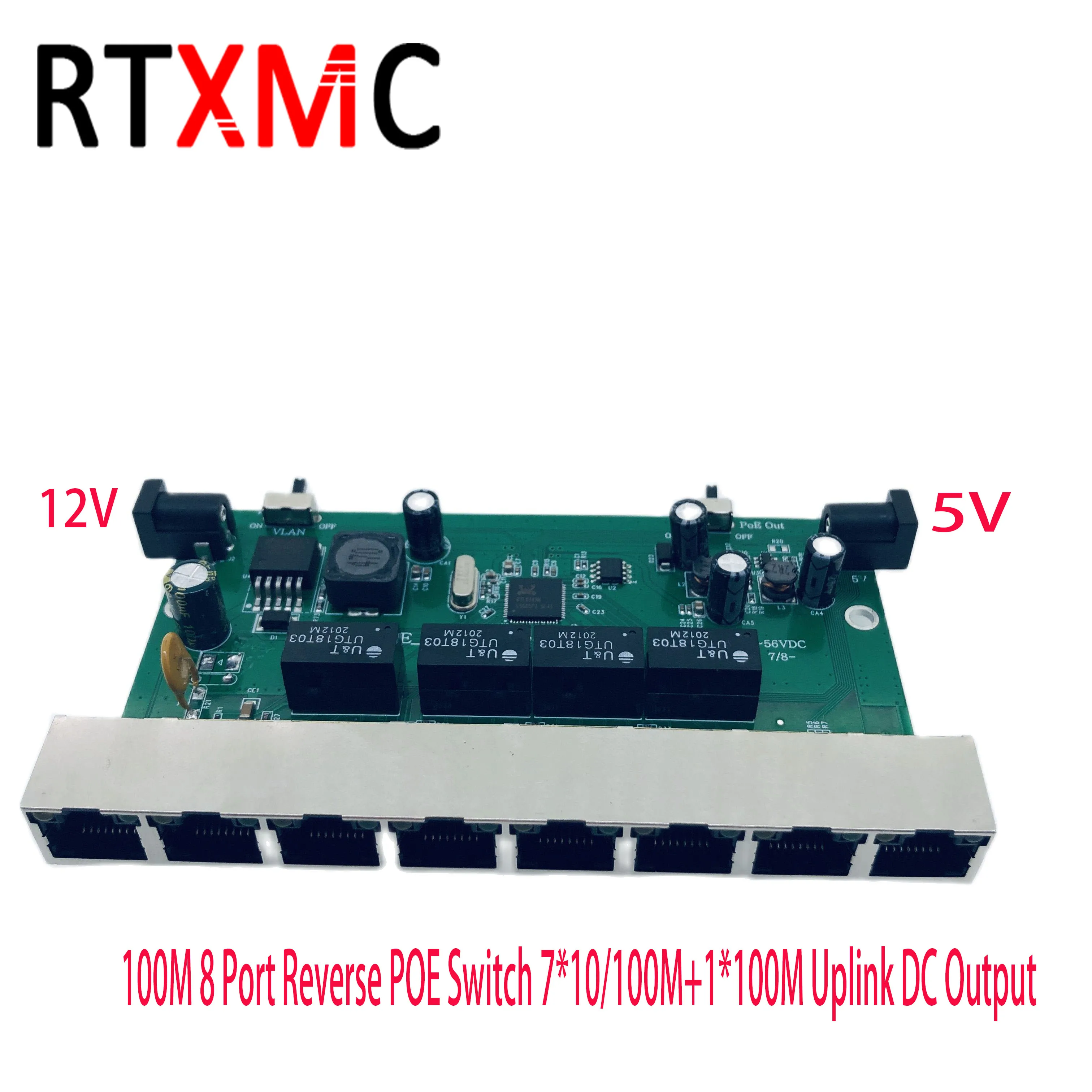 Обратное POE Питание переключатель 1-7IN 8Port OUT 10/100Mbps Power over Ethernet с VLAN изоляцией * 10/100M
