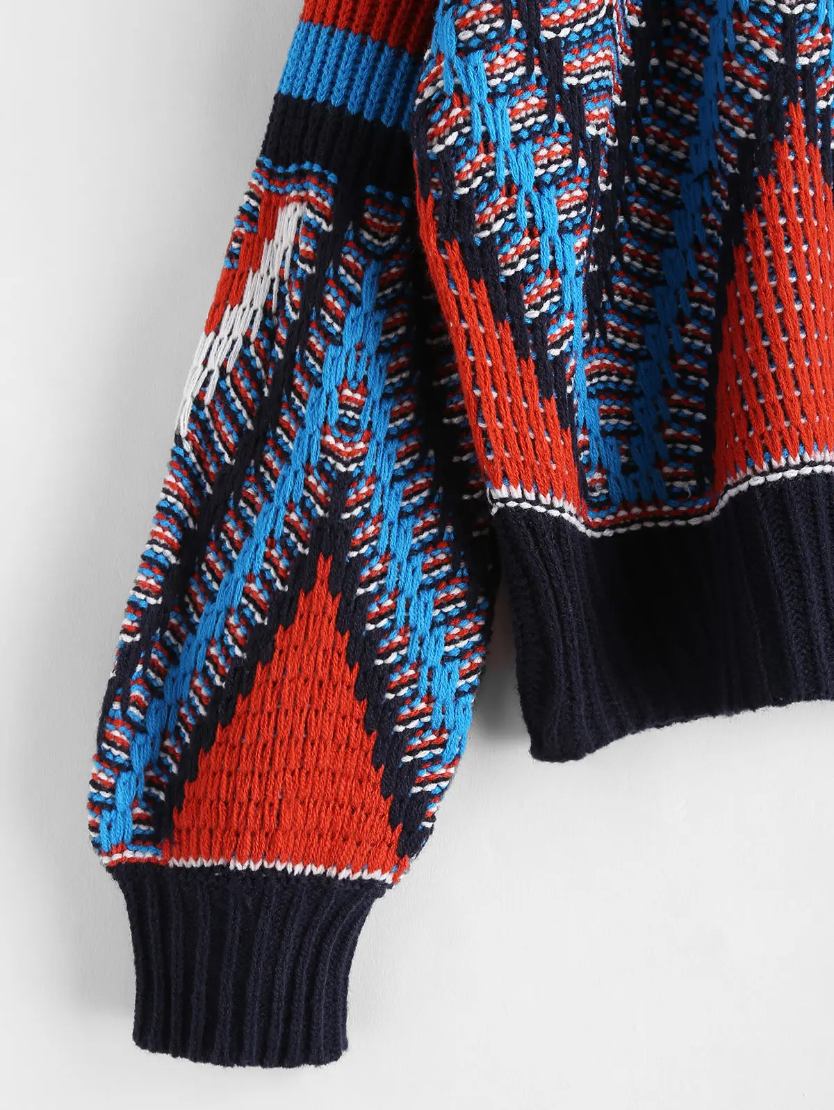 ZAFUL, свободный свитер с геометрическим рисунком, круглый вырез, длинный рукав, Женские Повседневные свитера, хлопковые женские пуловеры, топы, Осень-зима