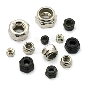 

1-50PCS M2 M2.5 M3 M4 M5 M6 M8 M10 M12 M16 M20 304 Stainless Steel Black Hex Nylon Insert Lock Nut Self-locking Nylock Nut