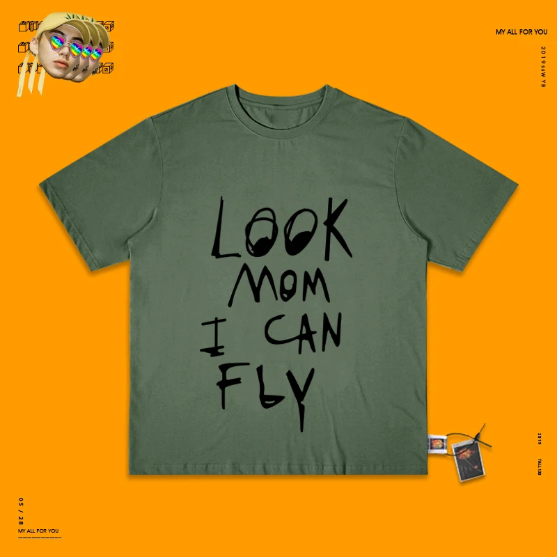 Army green 2019ss, футболка с круглым вырезом для мужчин и женщин, красивая футболка с надписью «Tide Basics» и коротким рукавом Kan Ye Dian Syllable Hand - Цвет: Army green