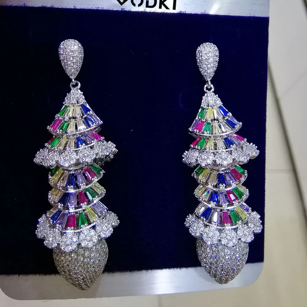 

GODKI NEW Trendy Multicolor Drop Earring For Women Wedding Cubic Zirconia Dubai Bridal Earrings Costume Jewelry Summer Party
