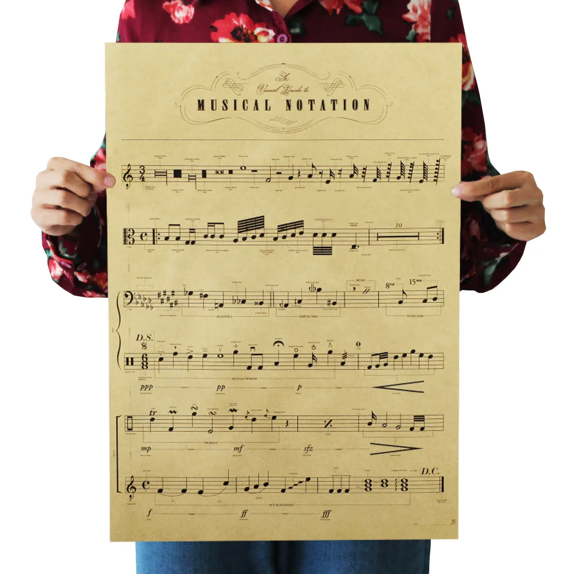 

[A283] Music Score Encyclopaedia Nostalgic Retro Kraftpaper Poster Indoor Bar Cafe Decorative Painting