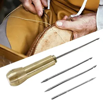 

4pcs/set Cone Copper Handle Crochet Hollow Pin Nano Shoes Bottom Needle Awl Seam Leather Bag Tool For Repair Shoe
