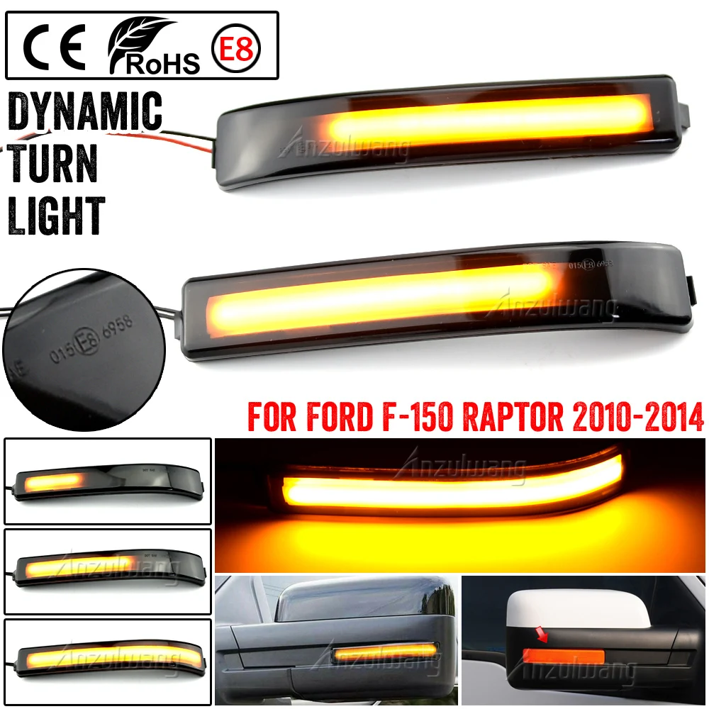 

LED Dynamic Side Mirror Turn Signal Lights For Ford F150 F-150 2009-2014 SVT Raptor 2010-2014 Sequential Lamp Blinker Indicator