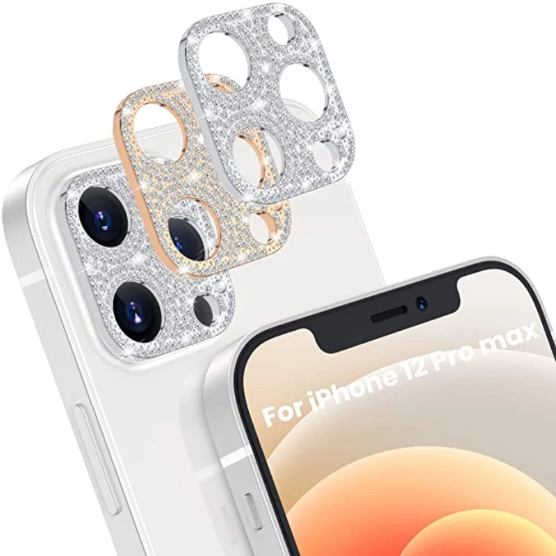 Rhinestone Glitter Camera Lens Protector On For Iphone 13 11 Pro Max 12