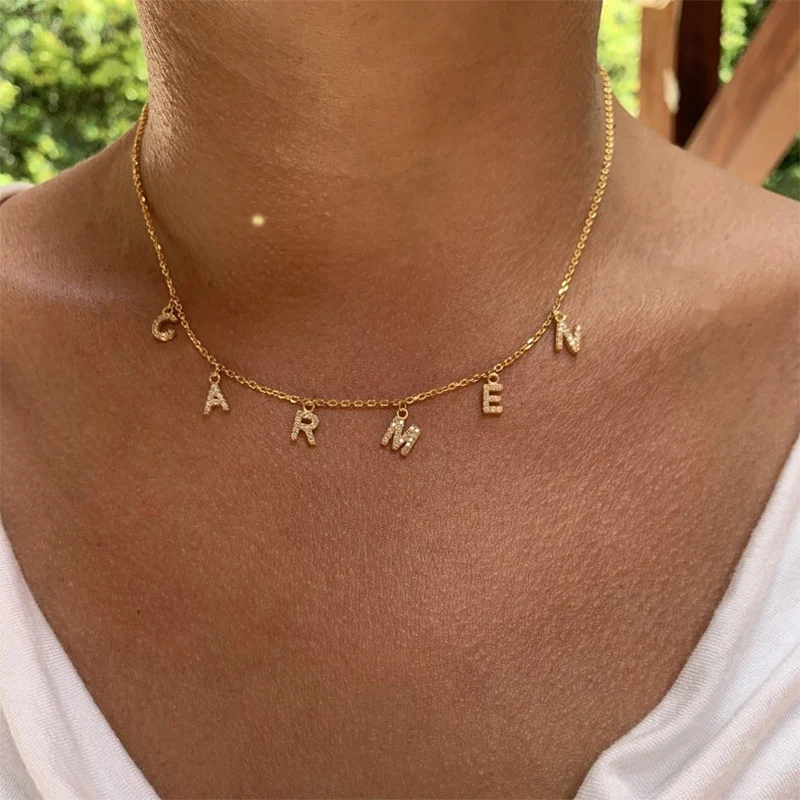 Custom Name Letter Pendant Necklace For 