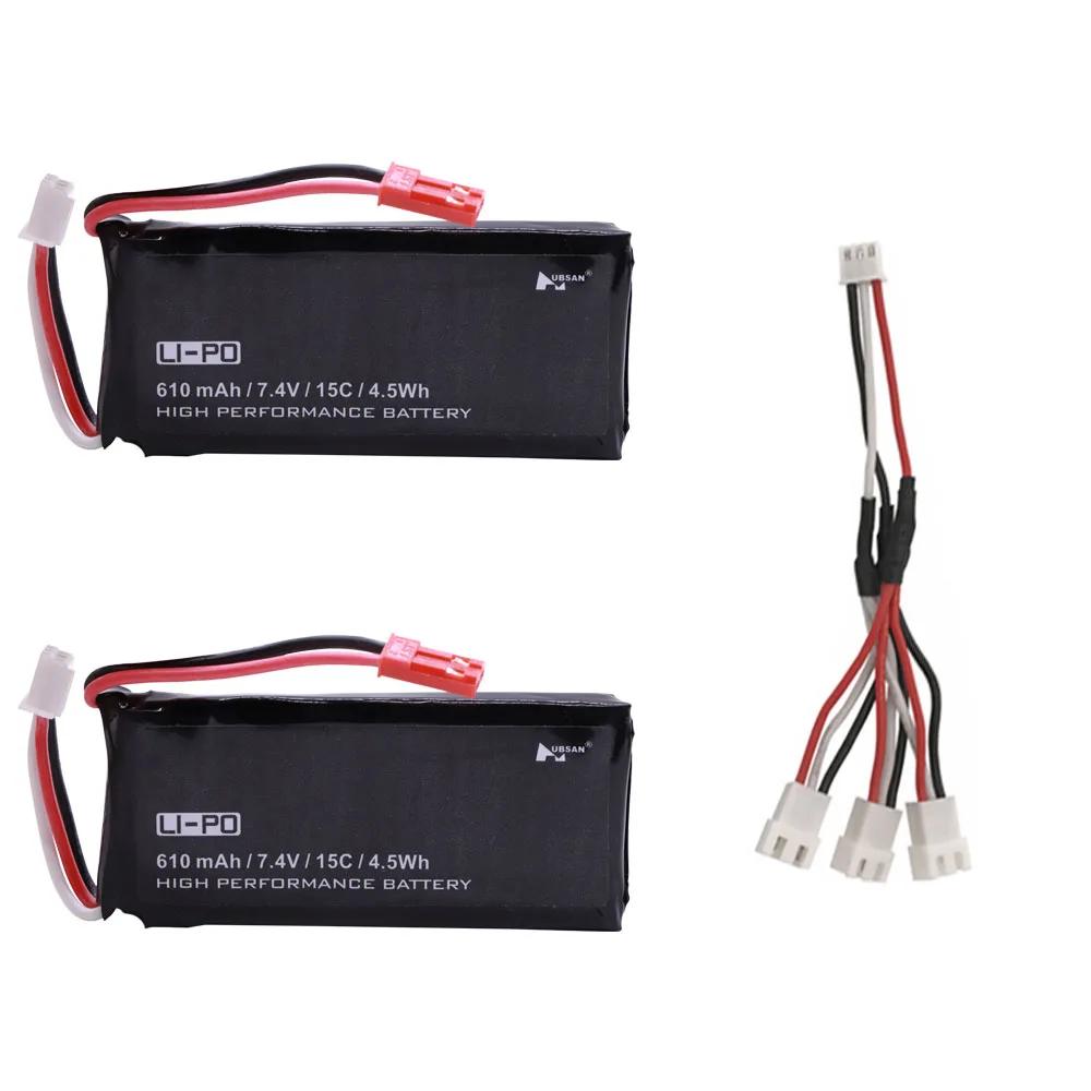 2Pcs 7.4 V 610Mah Li-Po Batteria Con Cavo Di Ricarica Per Hubsan X4 H502S H502E Rc Quadcopter Pezzi Di Ricambio 7.4 V 15C 4.5Wh Batteria