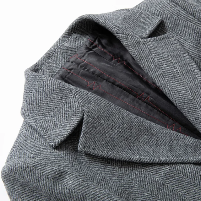 Мужское шерстяное пальто из смешанной ткани с атласной подкладкой осень-весна 3