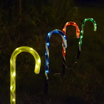 

4pcs Solar Energy Xmas Cane Lights Colorful Christmas Pathway Walkway Light For Home Street Lamp Christmas Decoration