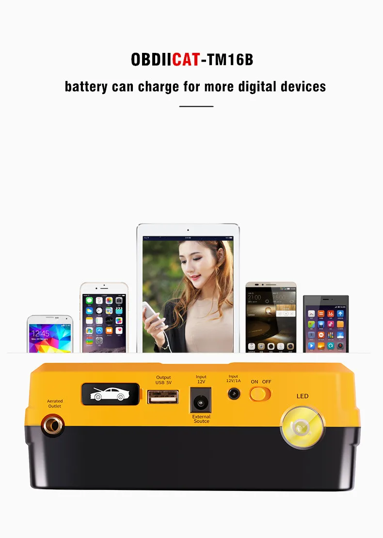 Pormotion TM16B автомобильный стартер портативная Зажигалка Power Bank мини воздушный насос