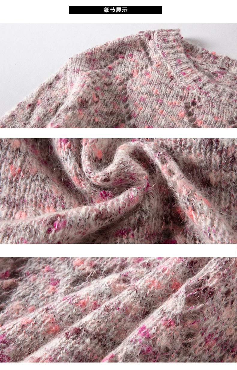 Loose fashion O-Neck Sweaters Women spring new Casual Long sleeve Knitted Pullovers winter Patchwork Keep warm Tops women