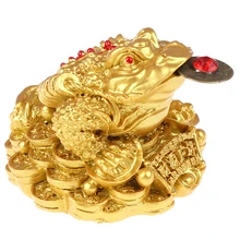 Sapo Dinheiro SORTE Fortuna Feng Shui Riqueza Chinesa Golden Frog Sapo Moeda Decoração Enfeites de Mesa de Escritório Em Casa Sorte