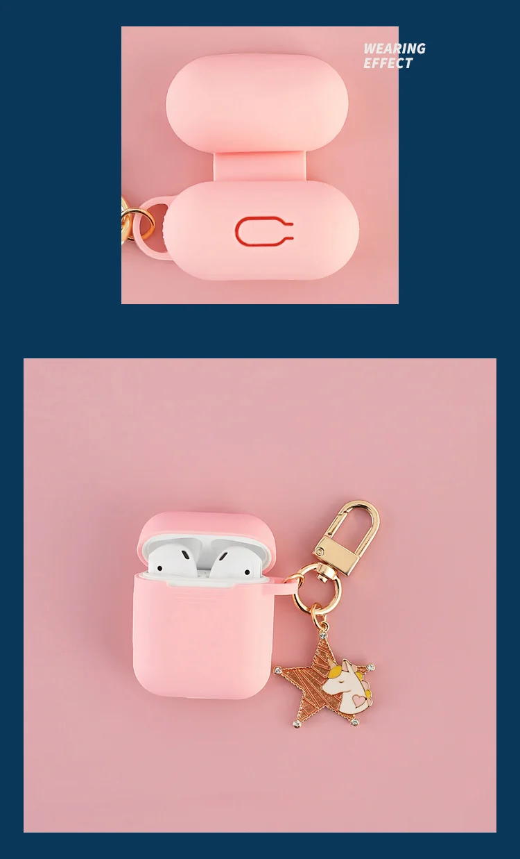 Милый розовый Шарм Unicorm для Apple airpods, беспроводной Bluetooth чехол для гарнитуры, силиконовый чехол для девочек, защитный чехол