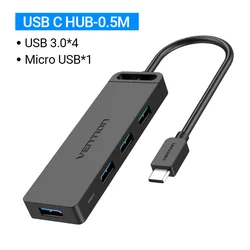Vention Ultra Slim 4 - Port USB Hub 3.0/2.0 with Type - C Connector (TGKBD)