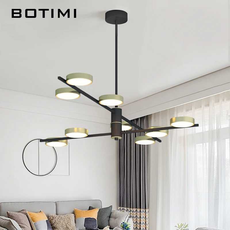 BOTIMI, современный светодиодный светильник 220 В, люстра для гостиной, Холла отеля, блестящая черная металлическая люстра для спальни, подвесные светильники для столовой