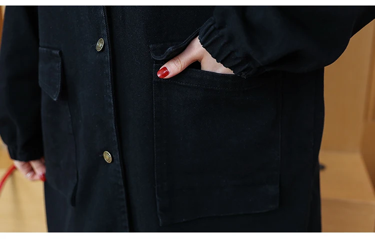 Photo Shoot Spring Clothing New Style Korean-style Mid-length Hooded Jeans Coat Middle And High School Students Fashion Cas