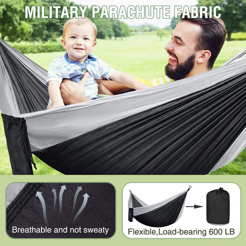 best Outdoor Furniture Camping Hammock Double & Single Portable Hammocks,Lightweight Nylon Parachute Hammocks for Travel,Beach,Backyard,Patio,Hiking Garden Collapsible Leisure Chair