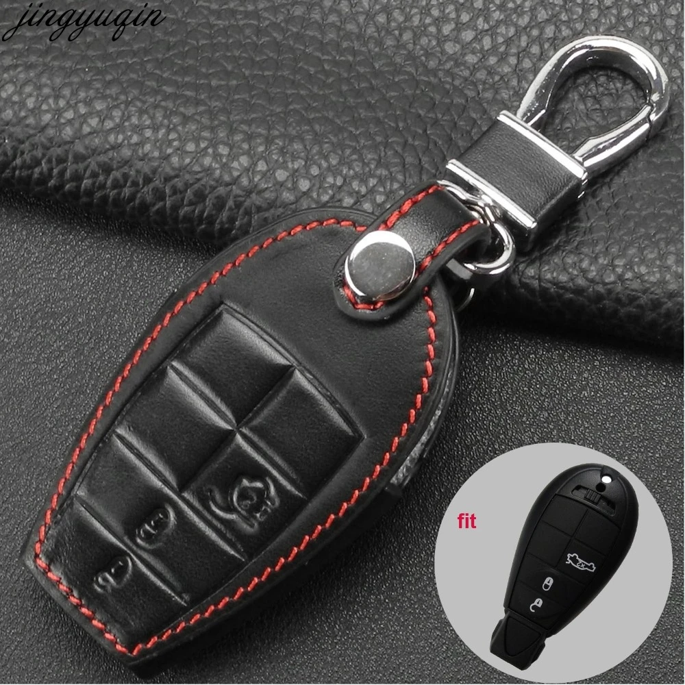

Remote 3/4 B Car Key Case Cover Leather For Dodge Challenger Charger Magnum Journey Ram Jeep Commander Grand Cherokee Chrysler