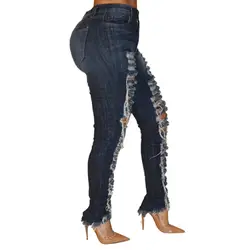 Высокая Талия Джинсы для женщин; большие размеры, в морском стиле, сексуальные скинни Джинсы Брюки для Женская Клубная одежда уличная