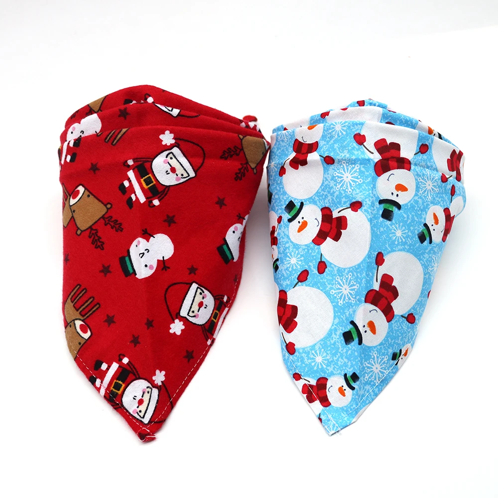 

50pcs Christmas/Winter Dog Cat Bandanas Adjustable Two Colors Triangular Scarf Dog Bow Ties Pet Costumes Accessories
