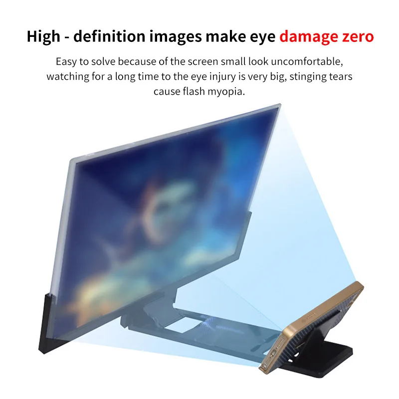 3D большой экран усилитель мобильного телефона увеличительное стекло HD Подставка для видео складной экран увеличенные глаза защитный держатель стабильный