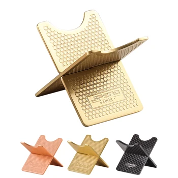 

metal copper plated carbon fiber Foldable Cigar Stand Ashtray Holder w/Pu Leather Pouch Gold Black JF-099