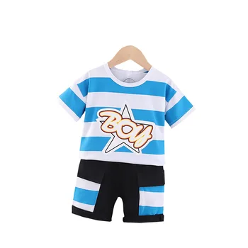 

Kids Clothes Suit New Summer Children Boys Girls Striped Letter T Shirt Shorts 2Pcs/sets Baby Toddler Clothing Infant Sportswear