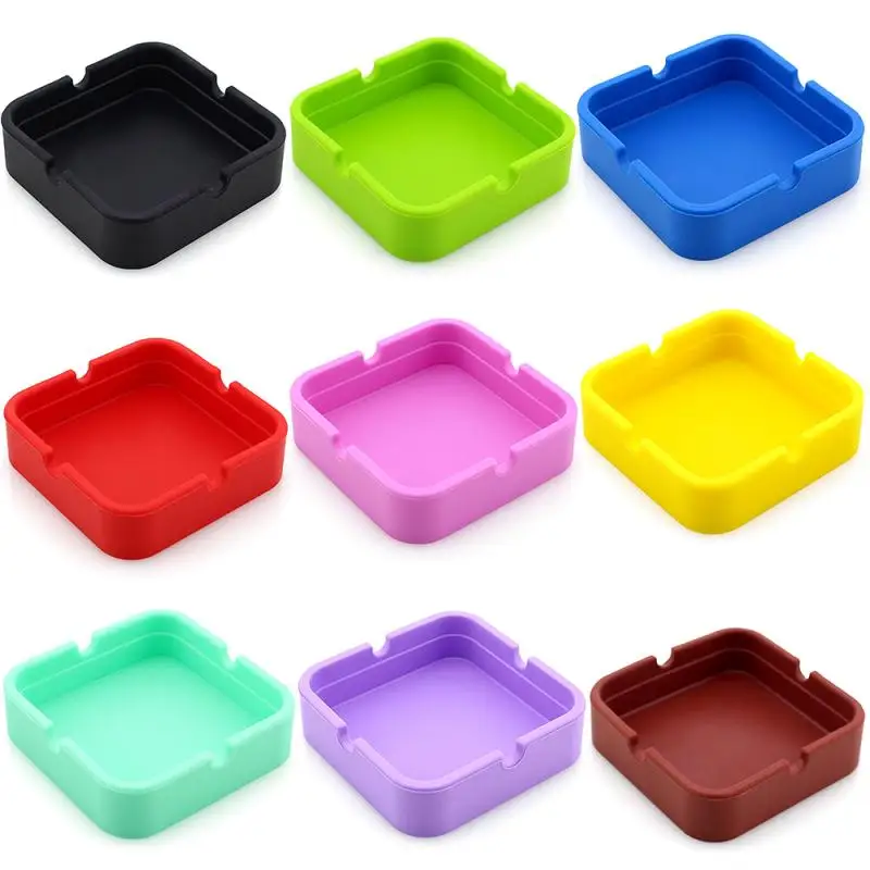 

1PCS Multicolor Silicone Ashtray Square Ash Tray Home Decorative Washable Cigar Smokeless Men Soft Eco-Friendly Ashtray Pocket