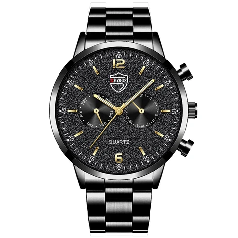 Mens Luxury Business Watchs Stainless Steel Quartz Wrist Watch Male Leather Watch Calendar Luminous Clock reloj hombre
