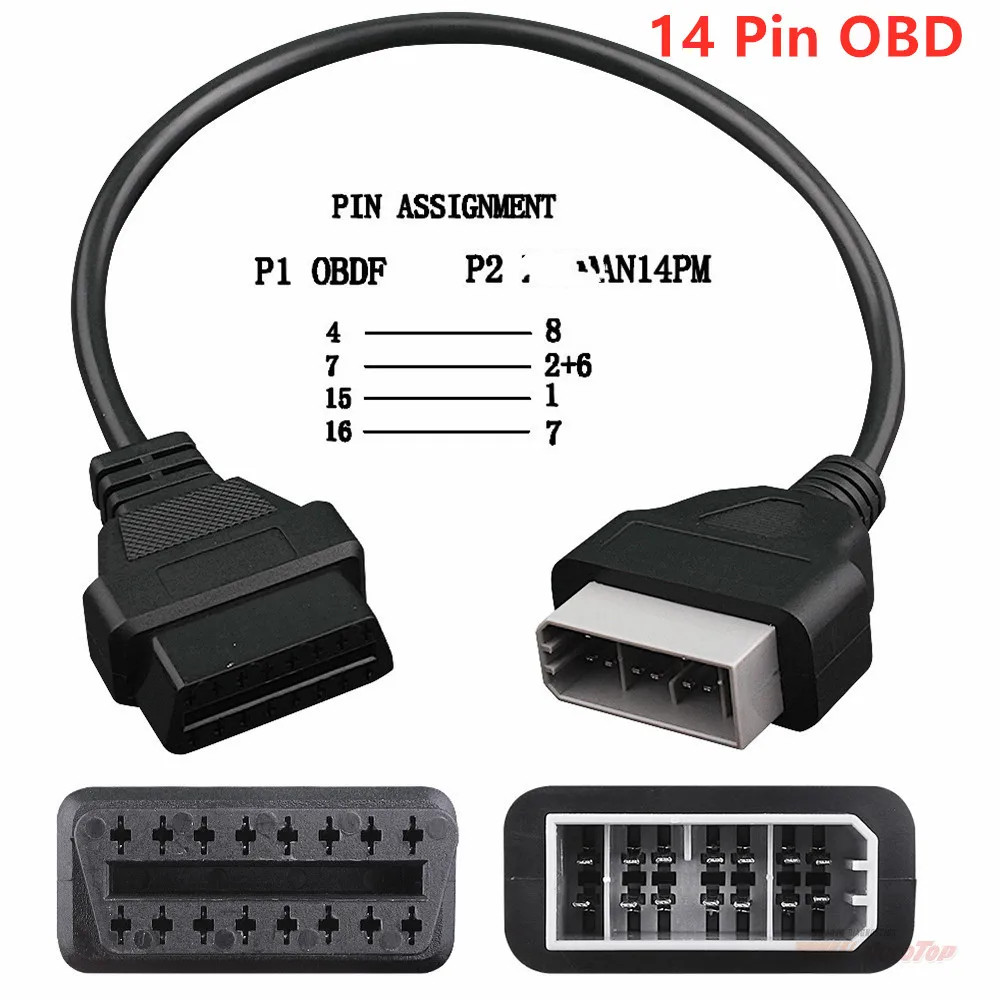 Для Nissan 14 Pin 14Pin To16Pin OBD OBD2 OBDII 16 Pin кабели женские адаптеры Автоматическая диагностика для Nissan 14pin Кабель-адаптер