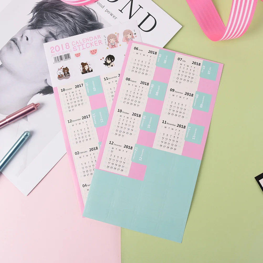 2шт kawaii Мультфильм 11,5*21 см DIY декоративные наклейки календарь Индекс стикер