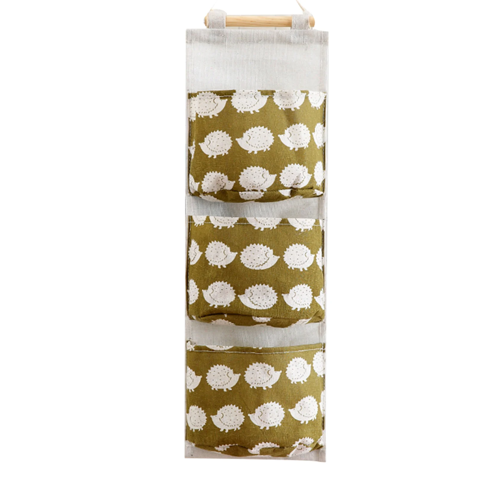 Wall Mounted Storage Bag with 3 Pockets Linen Fabric Waterproof Wall Door Closet Hanging Organizer for Bedroom Bathroom LBS 2