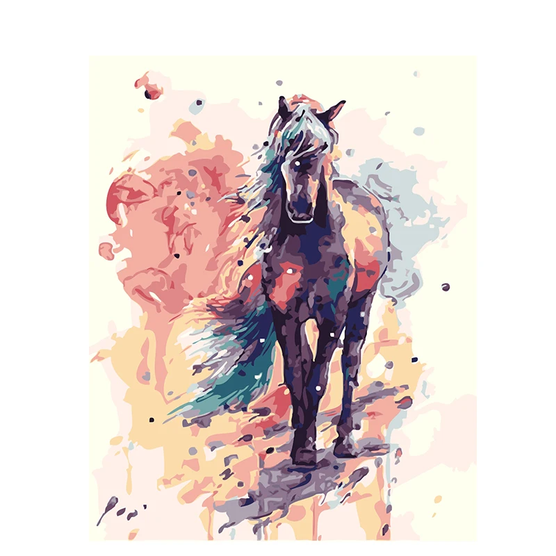 

Oil Painting By Number Horse With Frame On Canvas Animal Acrylic Paint By Numben Color For Drawing Picture Home Decoration Art