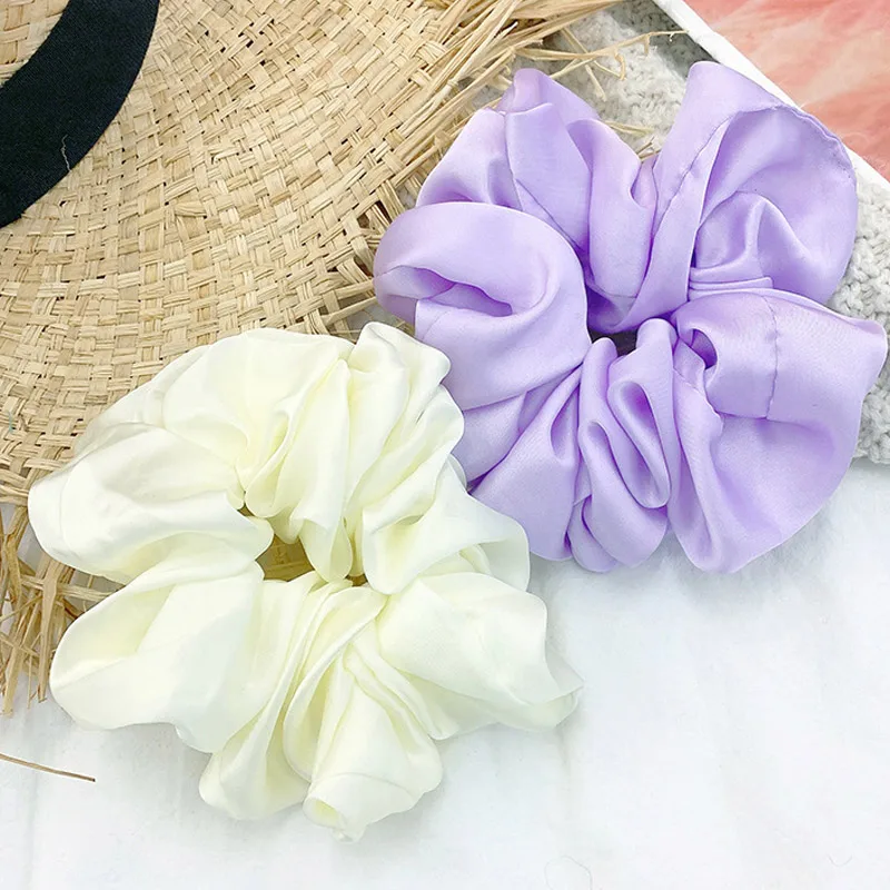 vintage hair clips Oversized Hair Scrunchies For Women Solid Satin Silk Scrunchie Hair Rubber Bands Elastic Hair Ties Accessories Ponytail Holder head wrap for women Hair Accessories