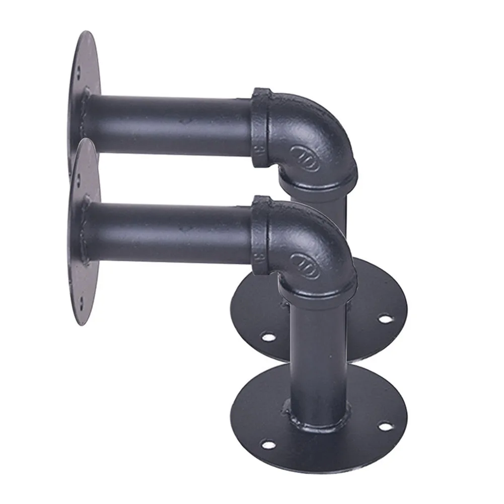 

Holder Pipe Bracket Wall Mounted Industrial Farmhouse Iron Home Black Shelf Hardware Decor Durable Storage Hanging Retro