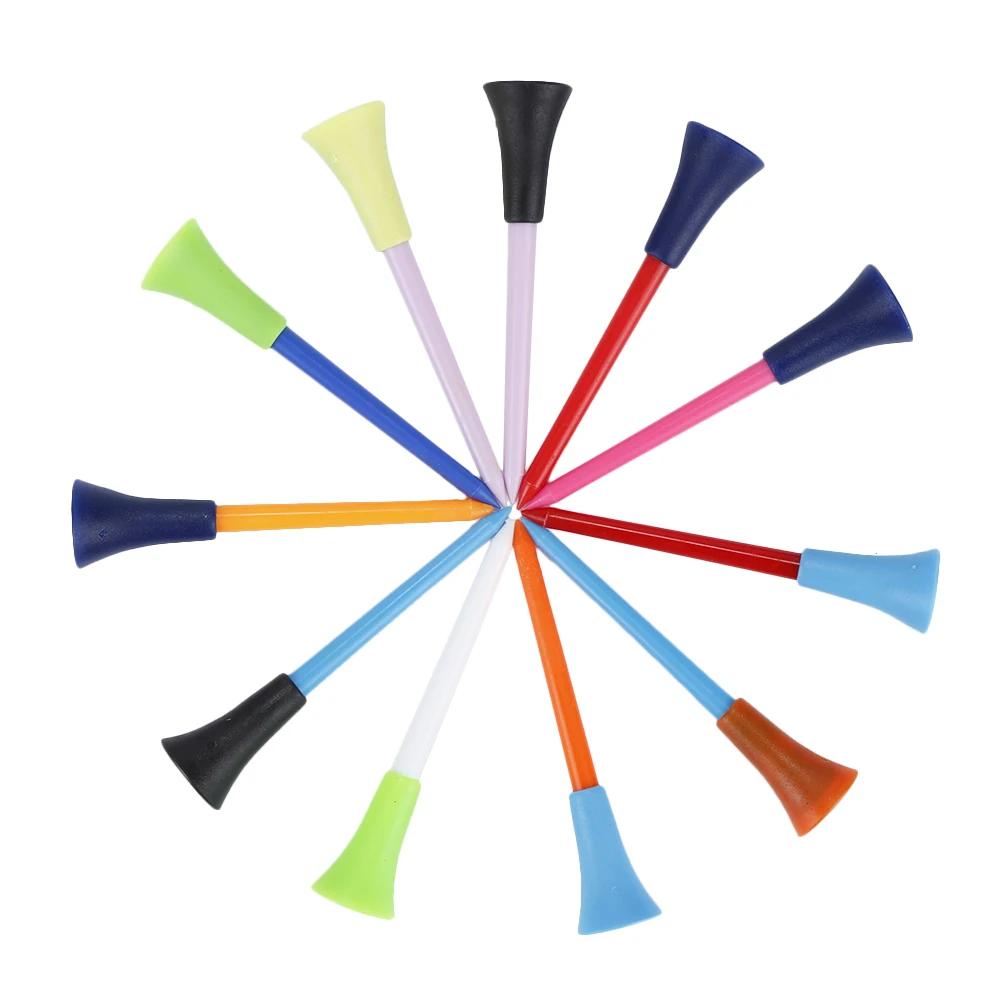 New 30 Pcs Bag High Quality Random Multi Color Plastic Golf Tees 83mm Durable Rubber Ball Nails Cushion Top Golf Tee Ball Holder