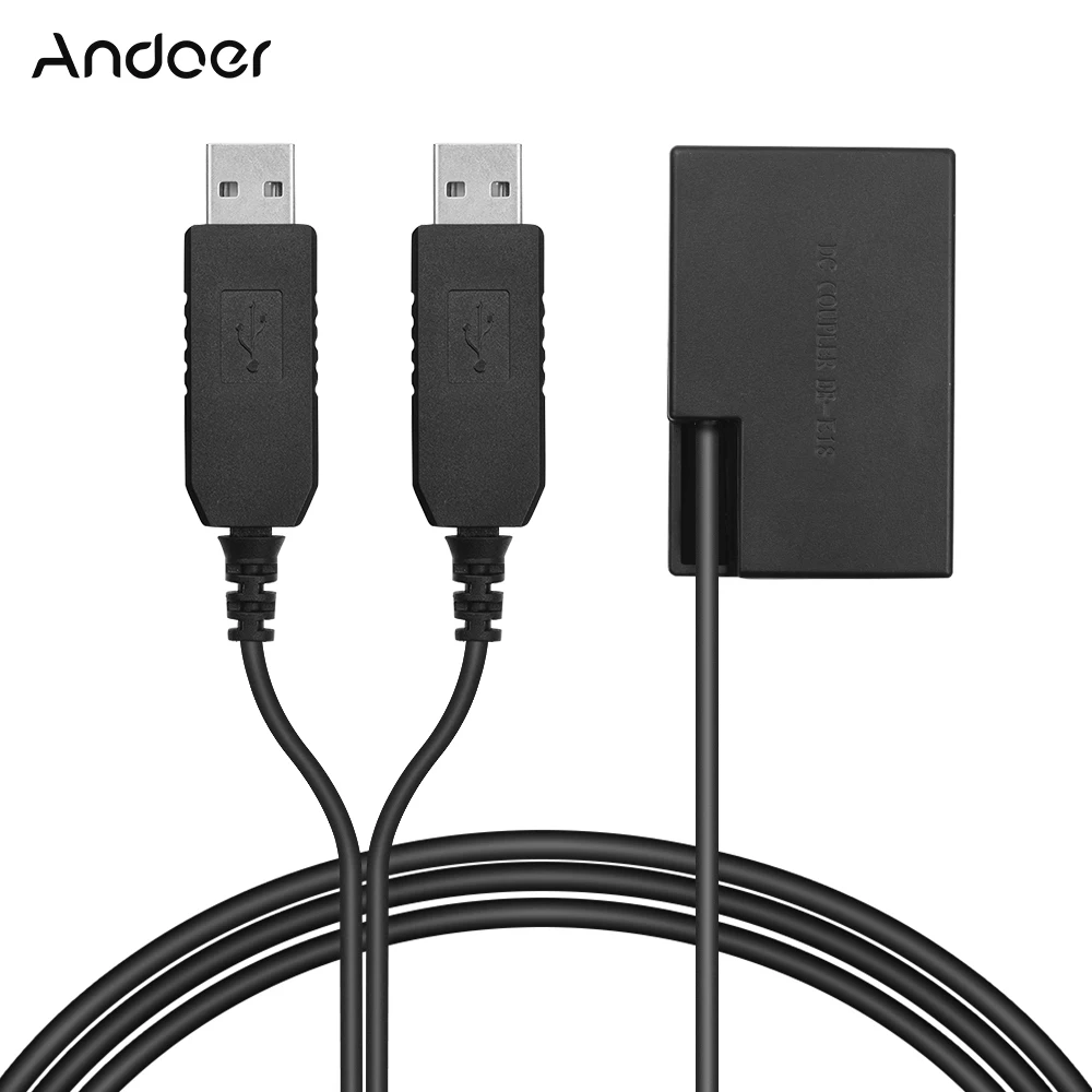 Andoer двойной USB адаптер питания DC муфта Замена DR-E17 пустышка Аккумулятор для камер Canon 77D/200D/750D/760D/800D